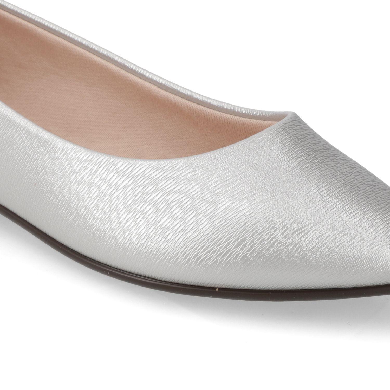 Ballerina Beira Rio Plateado Metalico Efecto Cuero-4