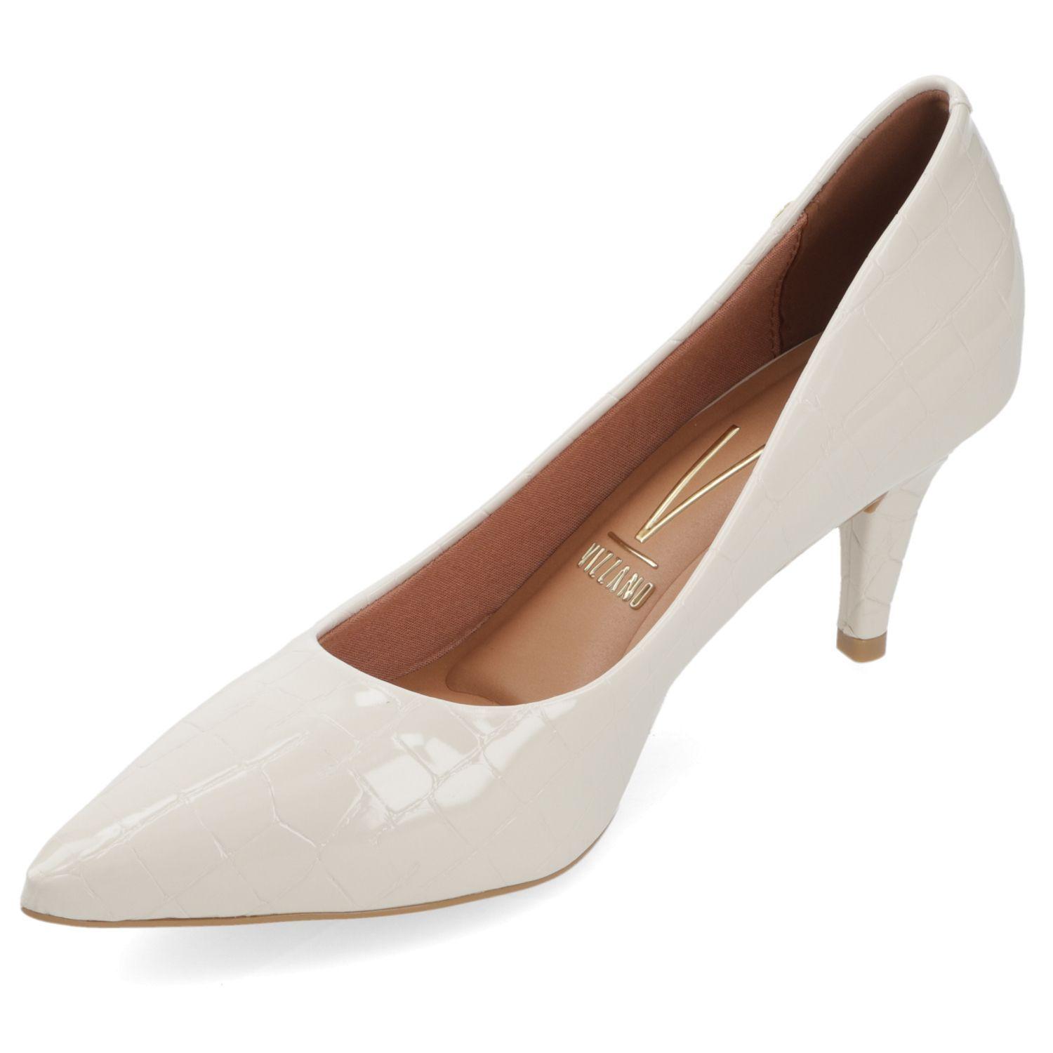 Stiletto Vizzano Croco Taco Aguja 7 cm Efecto Charol Blanco-2
