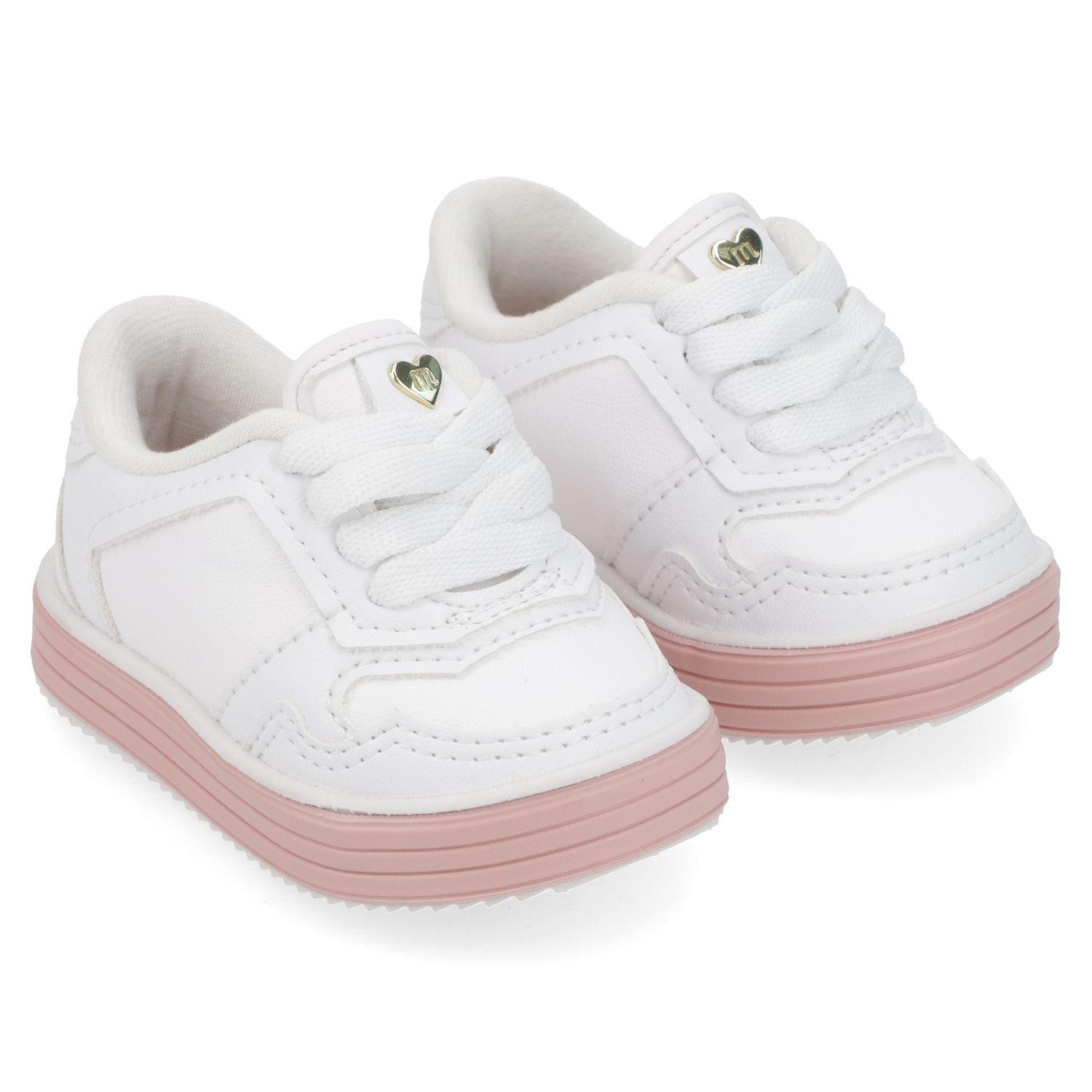 Zapatilla Urbana Niña Blanca con Suela Rosada-0