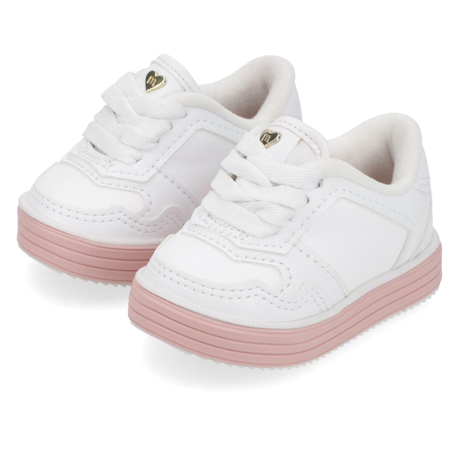 Zapatilla Urbana Niña Blanca con Suela Rosada-1
