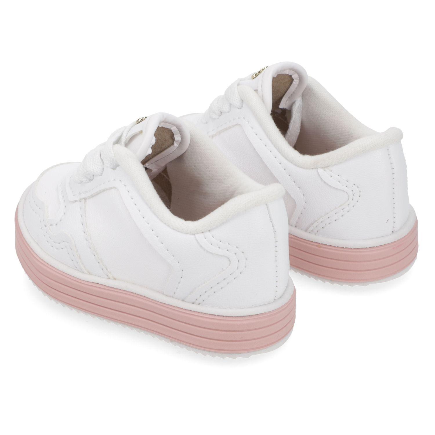 Zapatilla Urbana Niña Blanca con Suela Rosada-2
