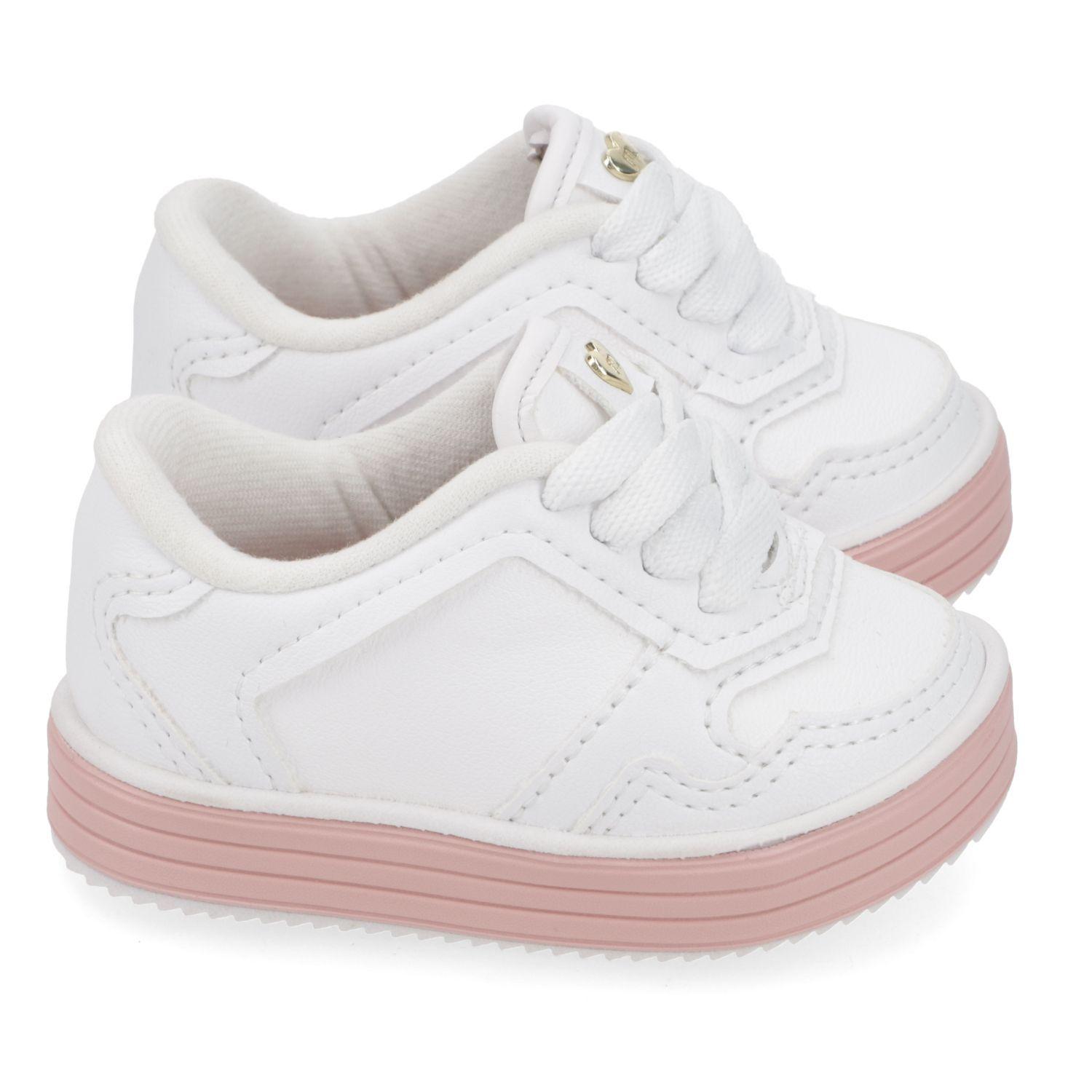 Zapatilla Urbana Niña Blanca con Suela Rosada-4