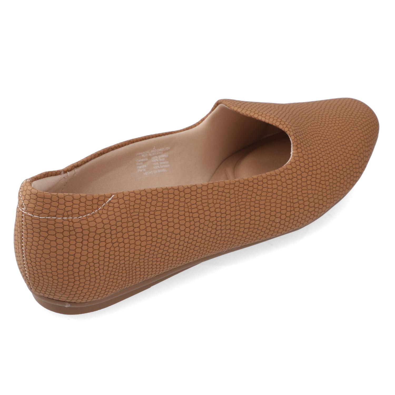 Ballerina Beira Rio Camel Efecto Cuero-4