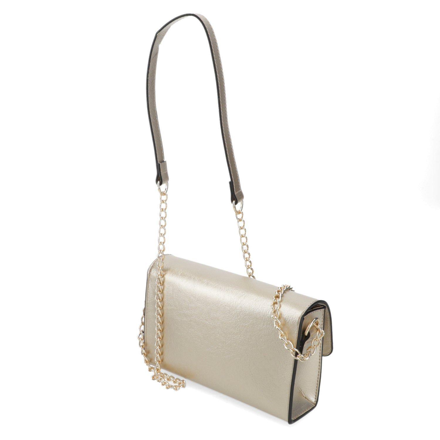Cartera Vizzano Dorada con Cadena Metálica-3