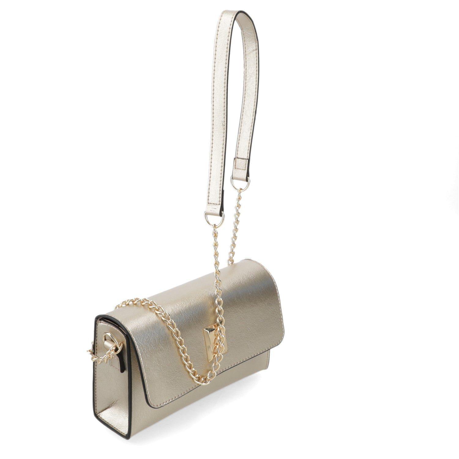 Cartera Vizzano Dorada con Cadena Metálica-4