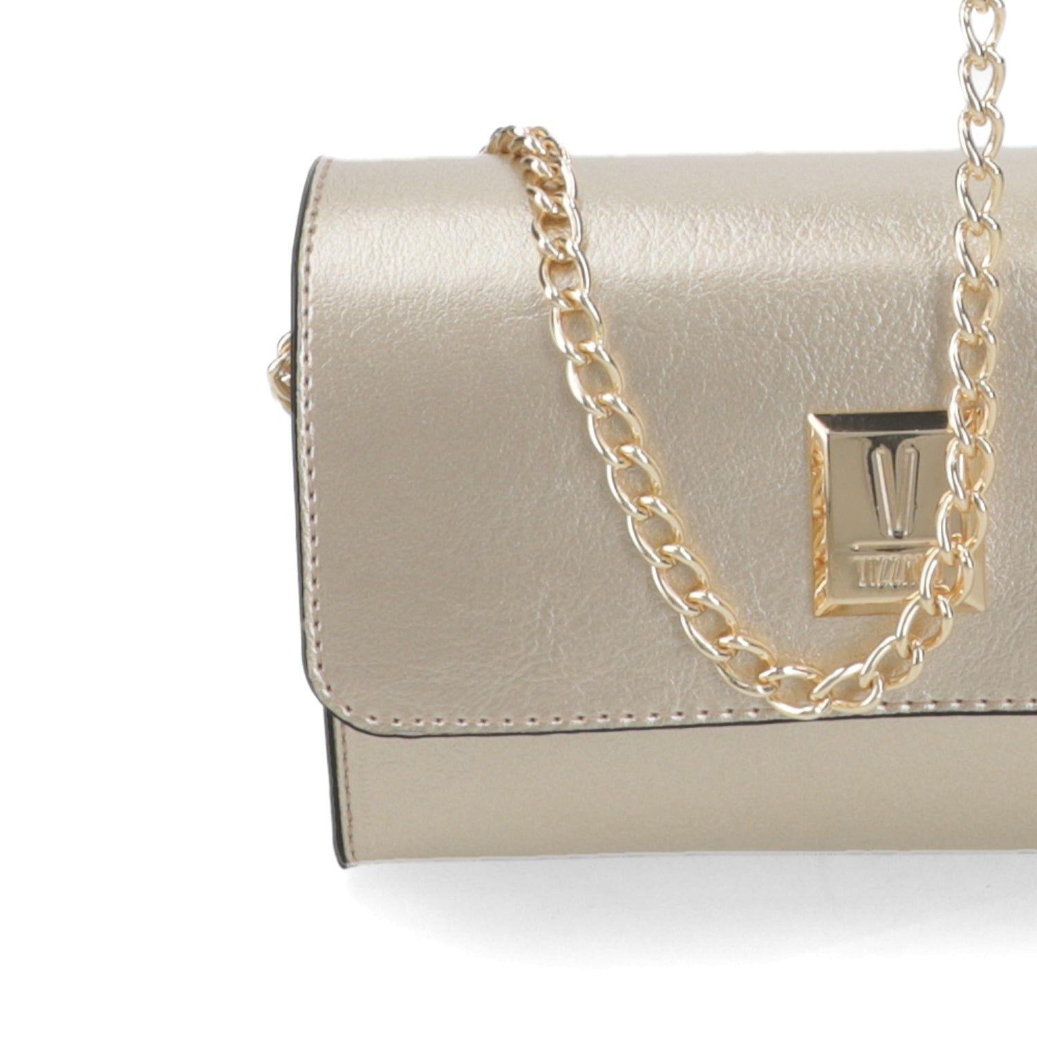 Cartera Vizzano Dorada con Cadena Metálica-5