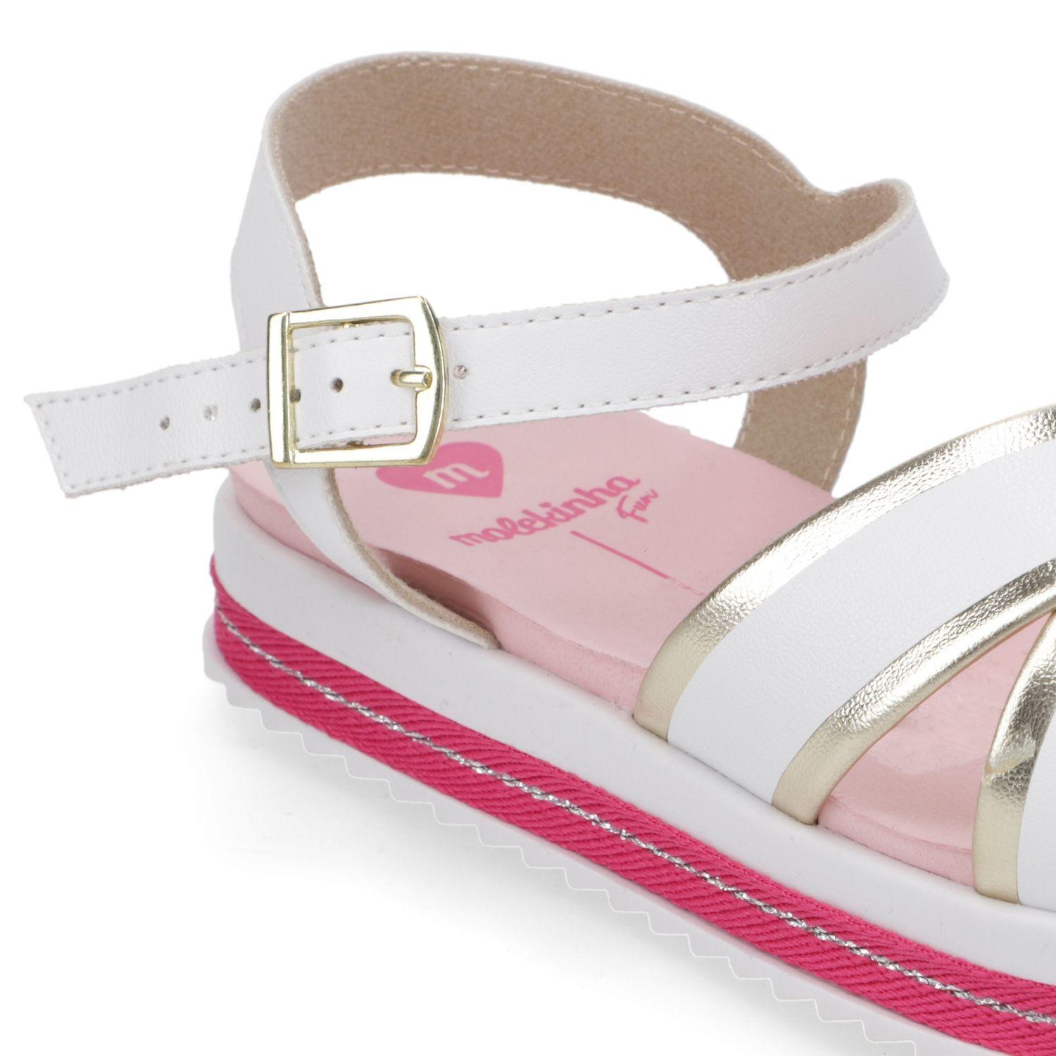 Sandalia Niña Blanca con Dorado y Plataforma Rosa Molekinha-5