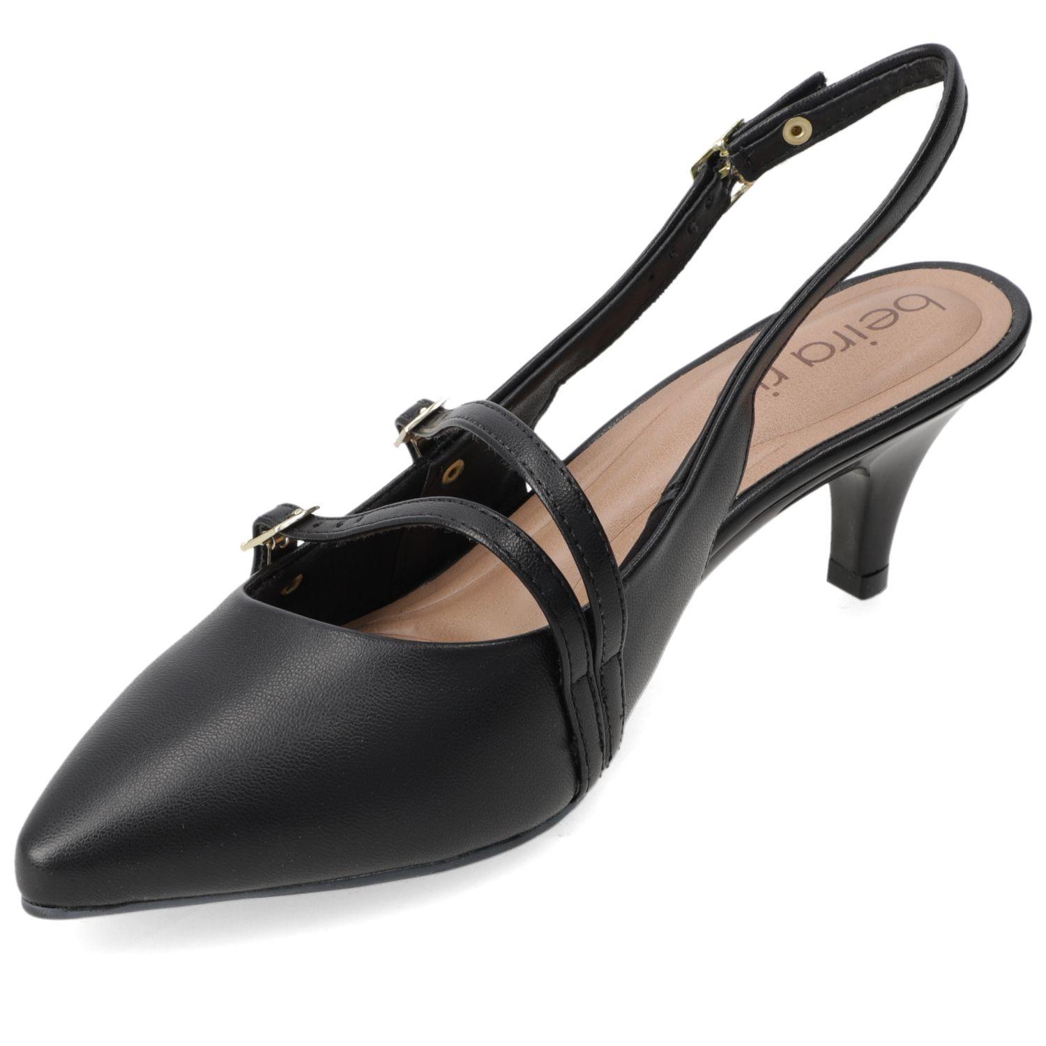 Stiletto Beira Rio Negro Taco 5 Cm Efecto Cuero-2