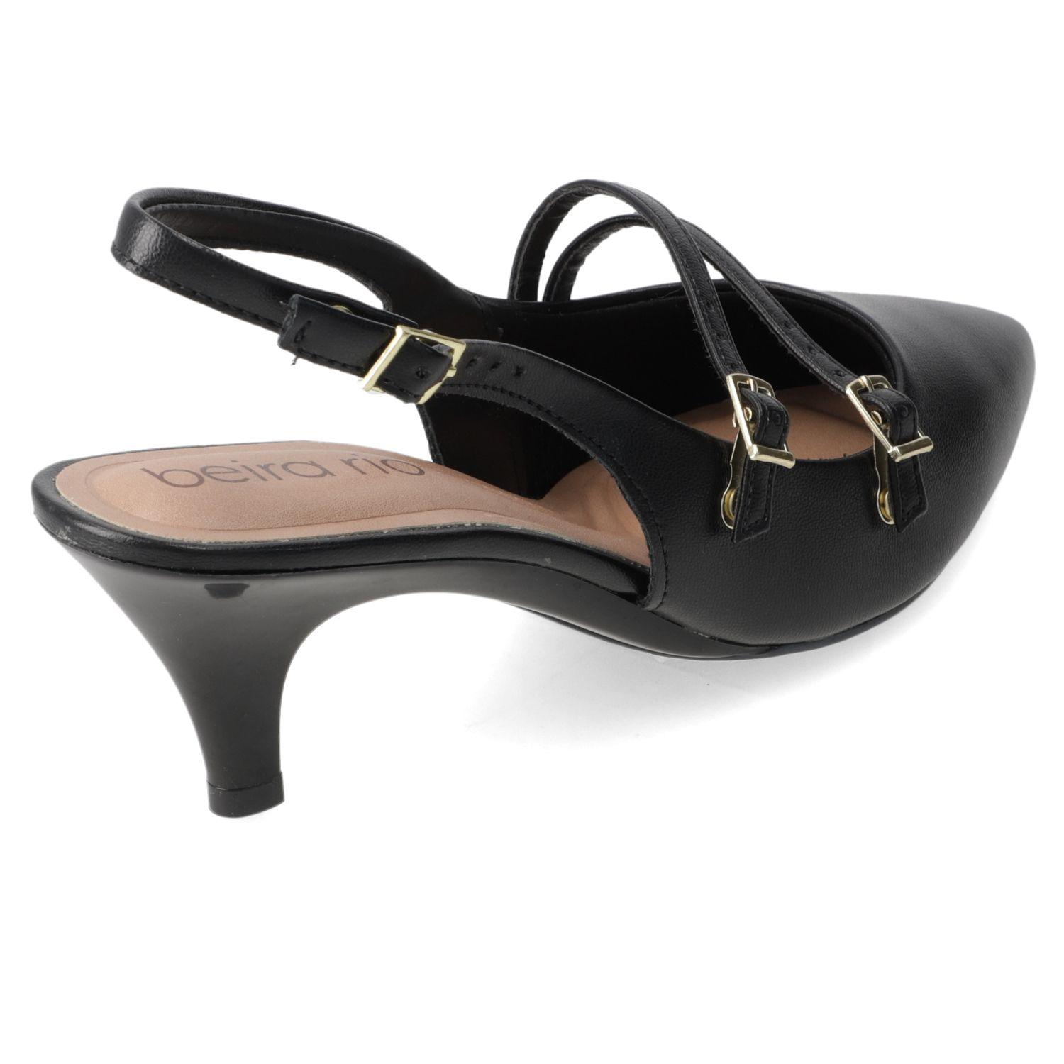 Stiletto Beira Rio Negro Taco 5 Cm Efecto Cuero-4