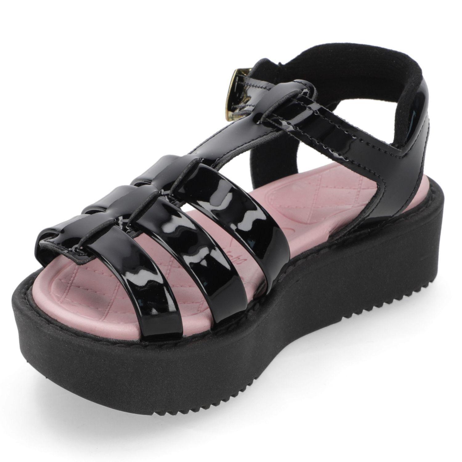 Sandalia Plataforma Niña Negra Charol Molekinha-2