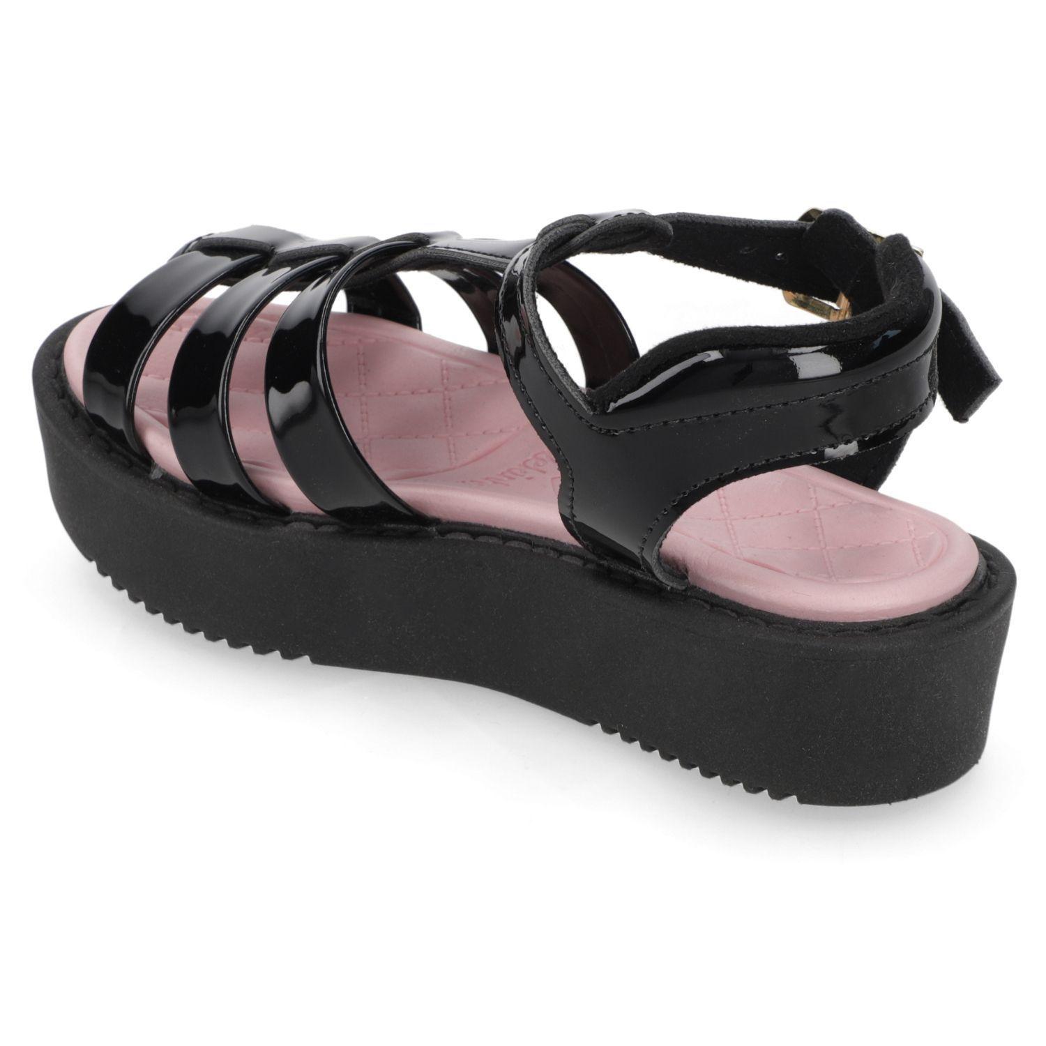 Sandalia Plataforma Niña Negra Charol Molekinha-3