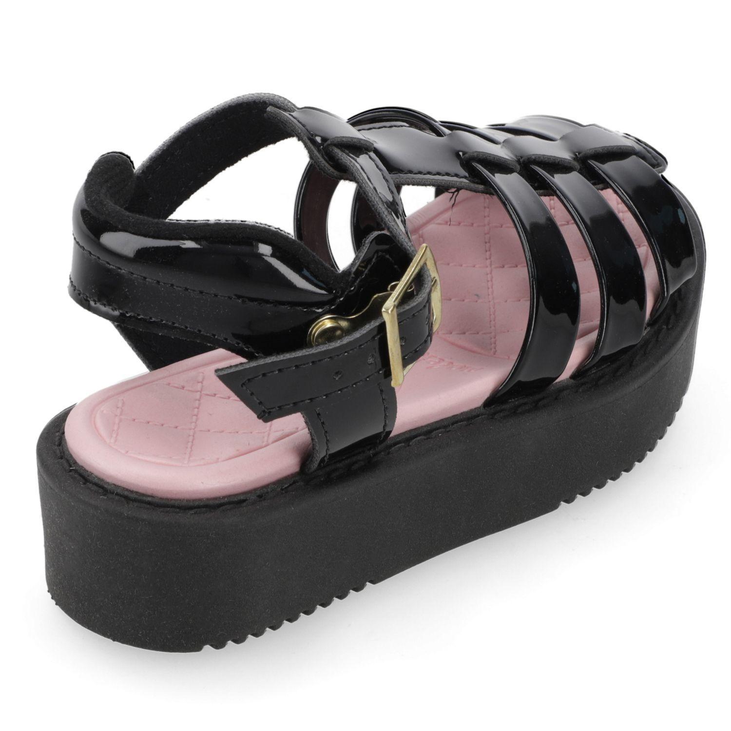 Sandalia Plataforma Niña Negra Charol Molekinha-4