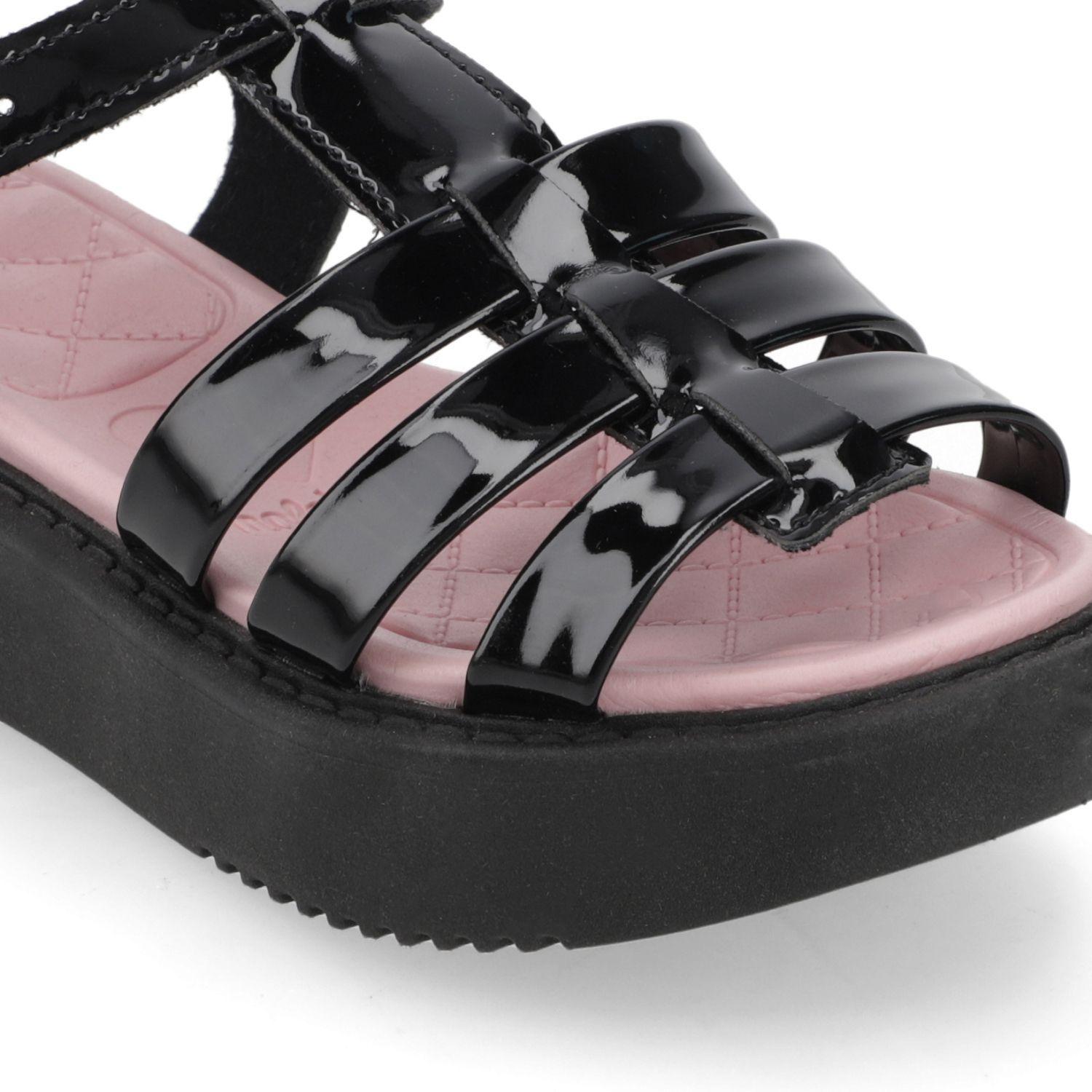 Sandalia Plataforma Niña Negra Charol Molekinha-5