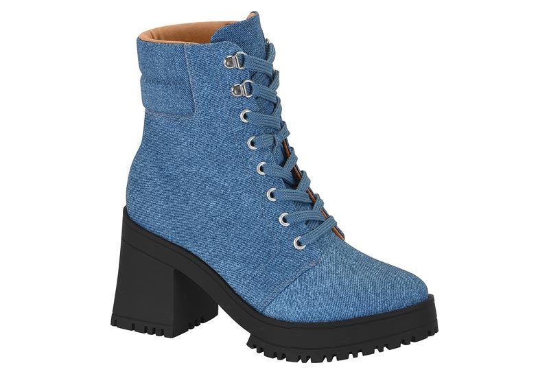 Botin Taco Vizzano Mezclilla Azul Tecido Jeans Glam-0