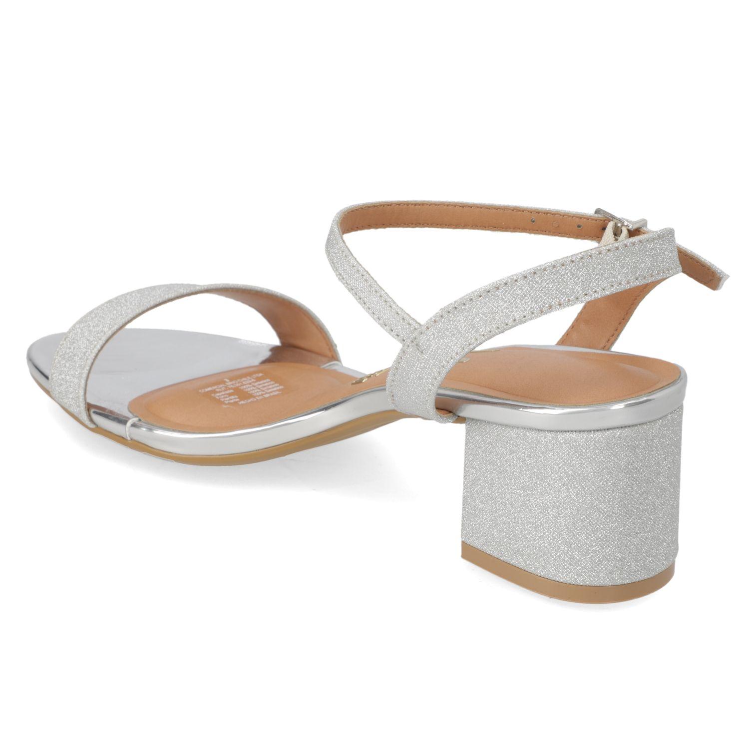 Sandalia Taco Vizzano Plateado Metalico 13729-3