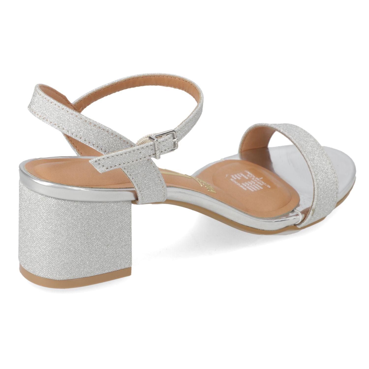 Sandalia Taco Vizzano Plateado Metalico 13729-4