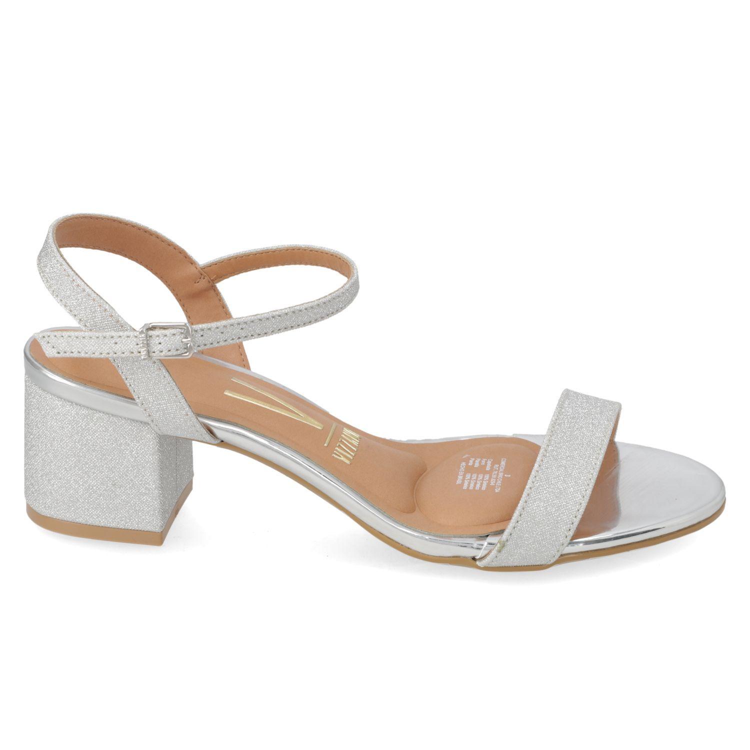 Sandalia Taco Vizzano Plateado Metalico 13729-1