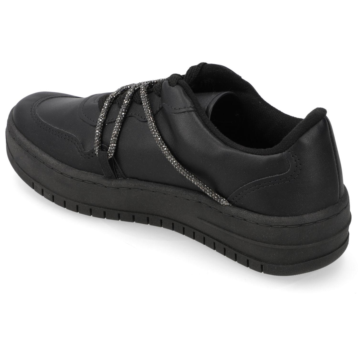 Zapatilla Casual Vizzano Negro Efecto Cuero  Negro 01 / Negro Humo Pelica/Tira Pronta Strass-3
