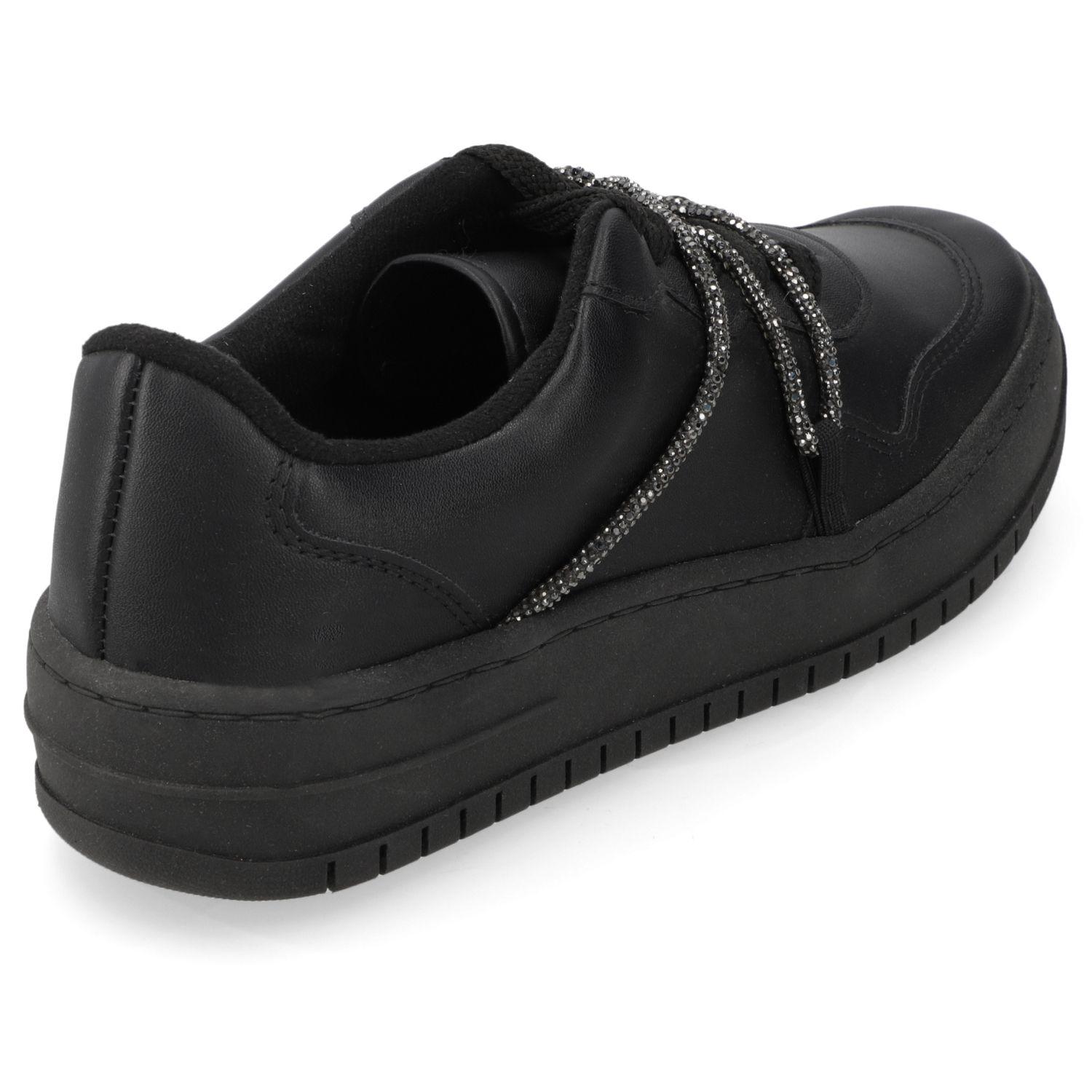 Zapatilla Casual Vizzano Negro Efecto Cuero  Negro 01 / Negro Humo Pelica/Tira Pronta Strass-4