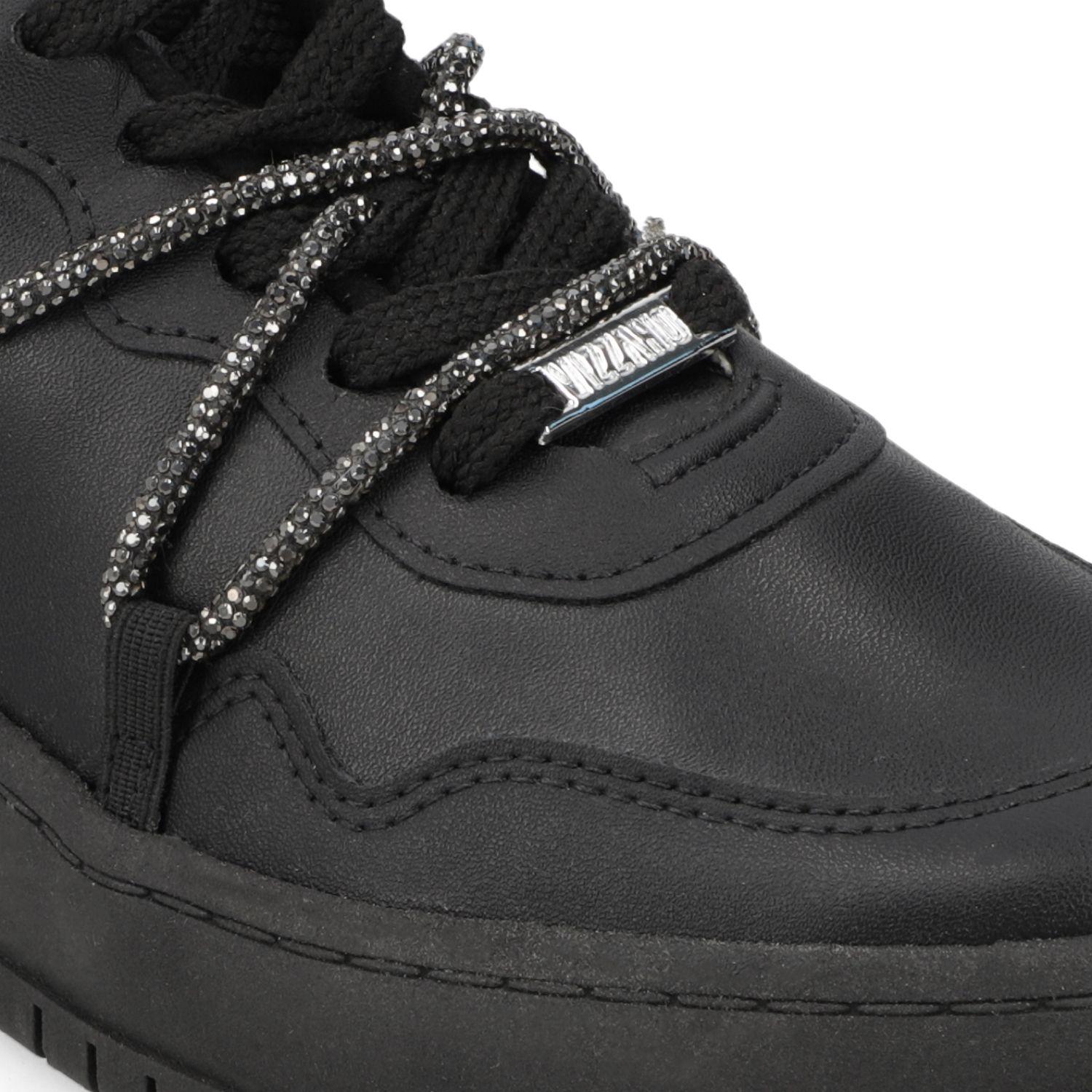 Zapatilla Casual Vizzano Negro Efecto Cuero  Negro 01 / Negro Humo Pelica/Tira Pronta Strass-5
