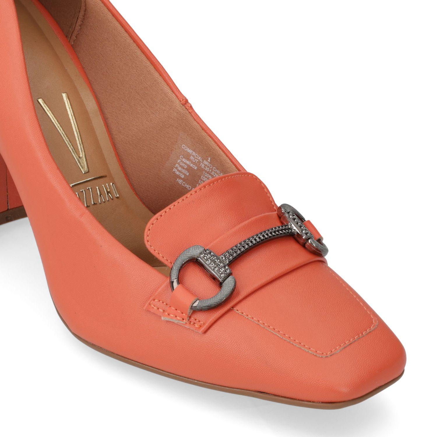 Zapato Taco Vizzano Naranjo Taco 10 Cm Efecto Cuero  Laranja 1099/Grafite Escuro Pelica-4