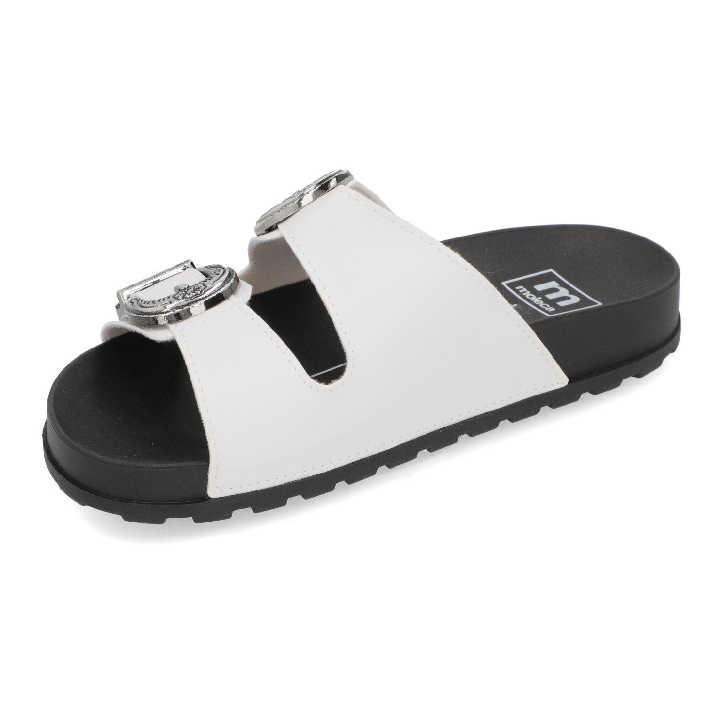 SANDALIA MUJER MOLECA NEGRO CON BLANCO   PLAYERA 5436-402-7800-16072-3