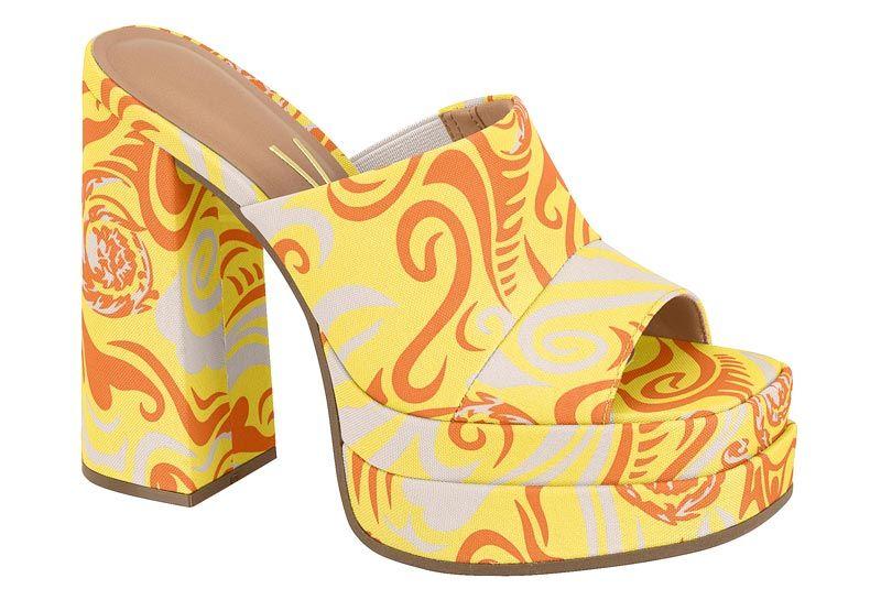 Sandalia Taco Vizzano Amarillo Textil-0