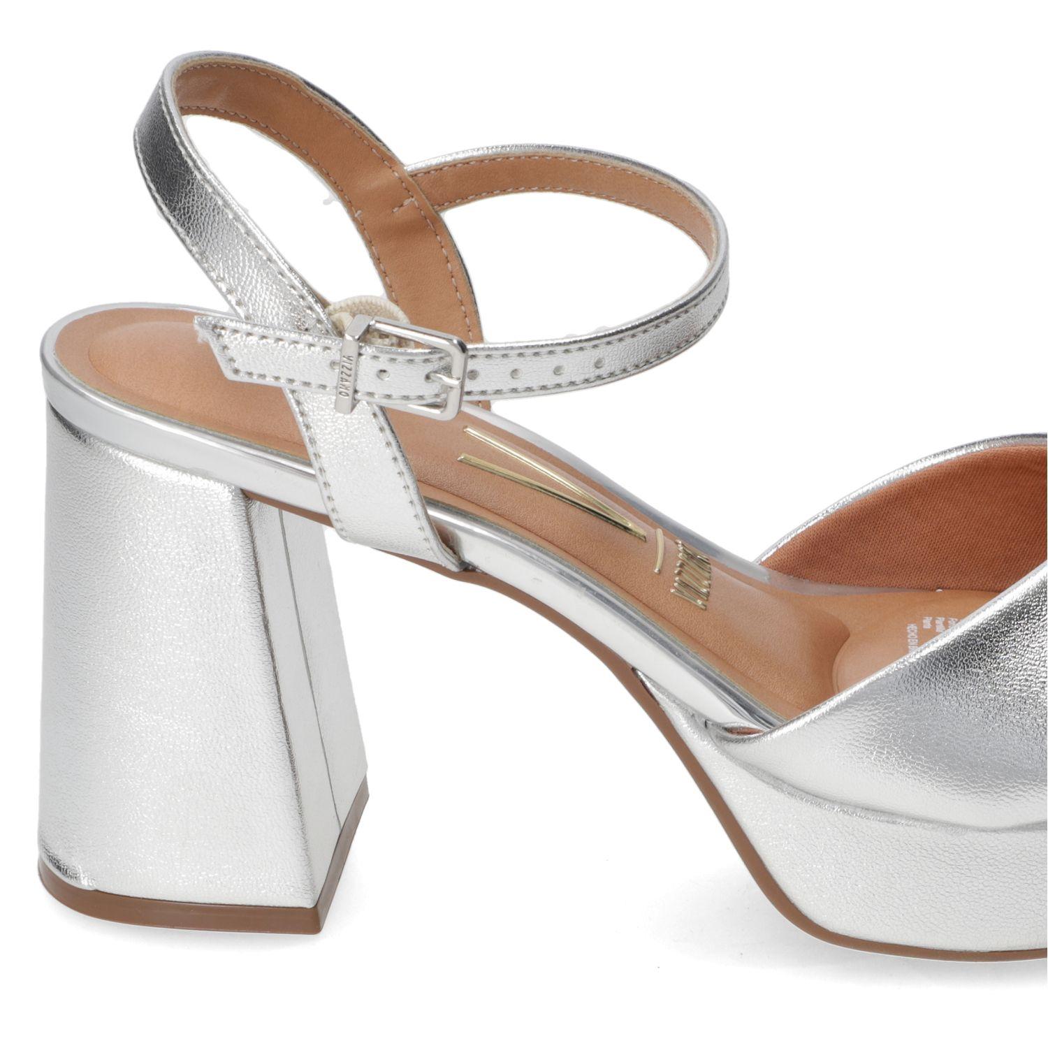 Sandalia Taco Vizzano Plateado Metalico 15745-4
