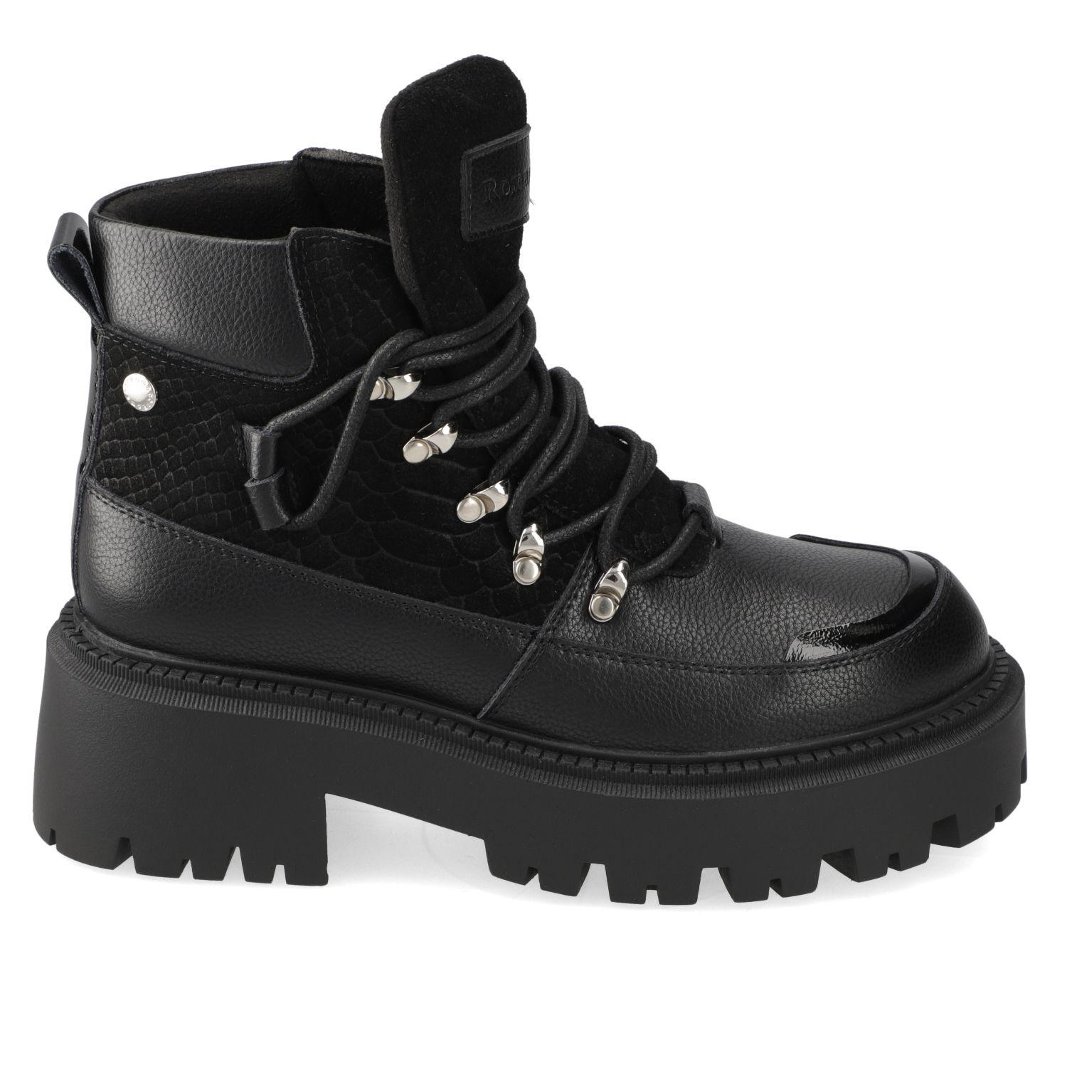 Botin Plano Romano Negro-0