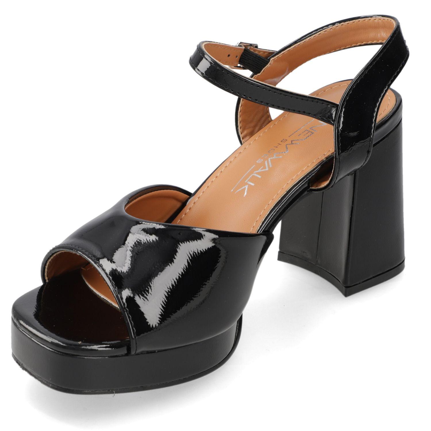Sandalia Fiesta Taco Ancho Negra New Walk Mujer-2