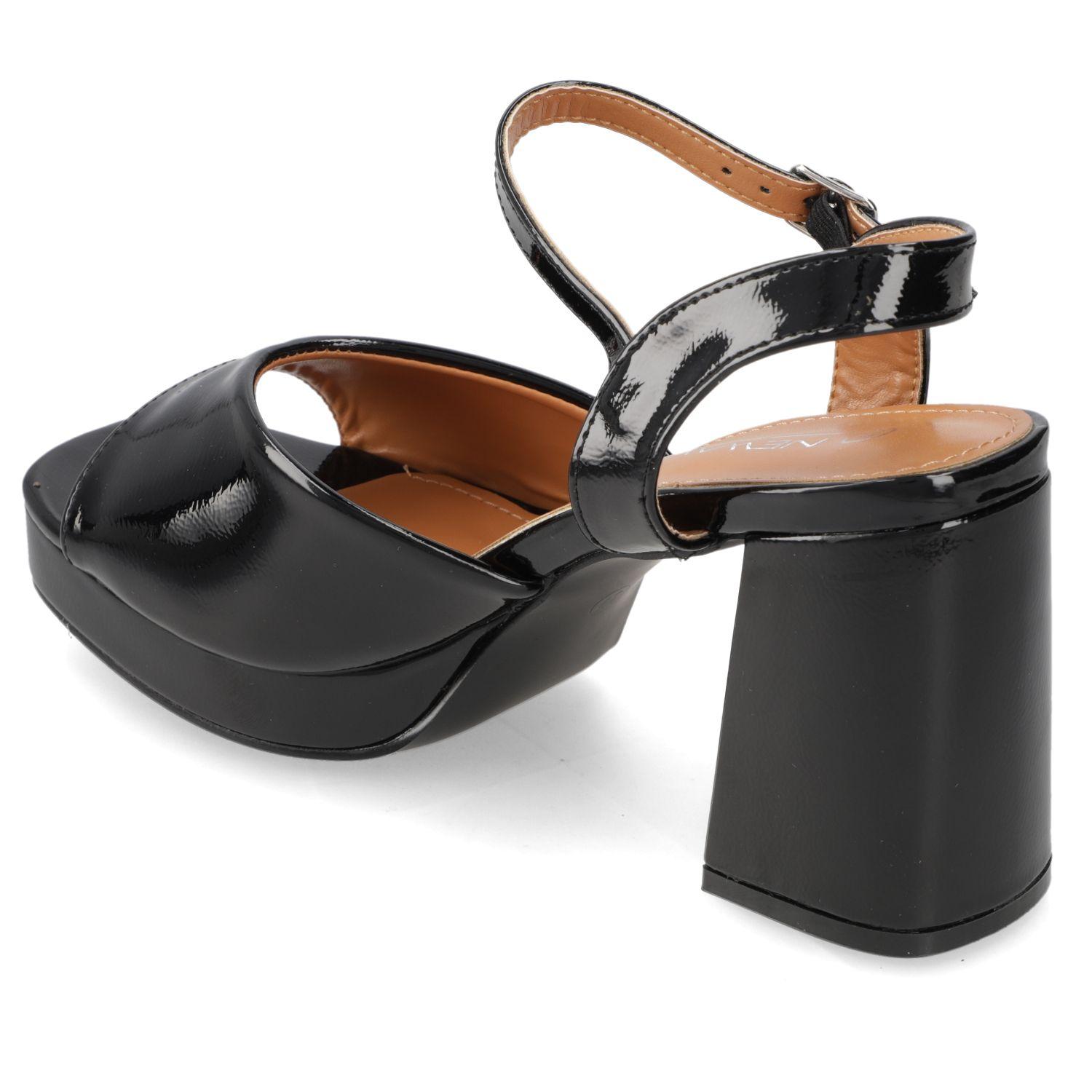 Sandalia Fiesta Taco Ancho Negra New Walk Mujer-3