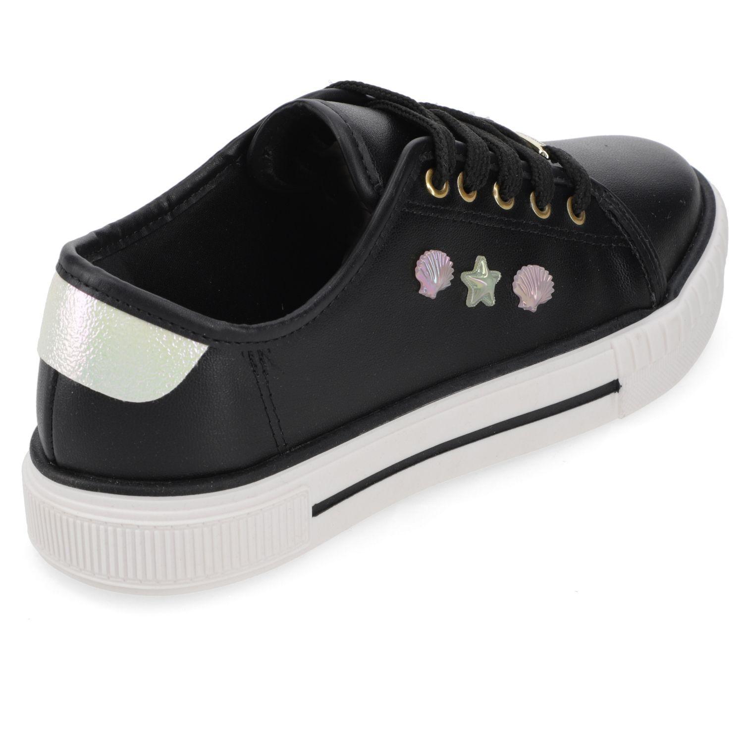 Zapatilla Urbana Niña Molekinha Negra con Aplicaciones Marinas-4