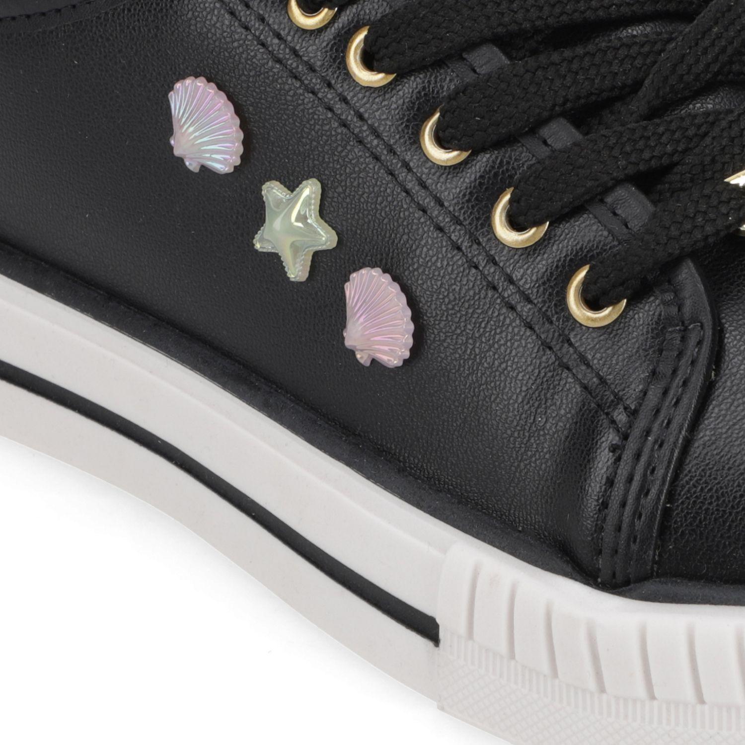 Zapatilla Urbana Niña Molekinha Negra con Aplicaciones Marinas-5