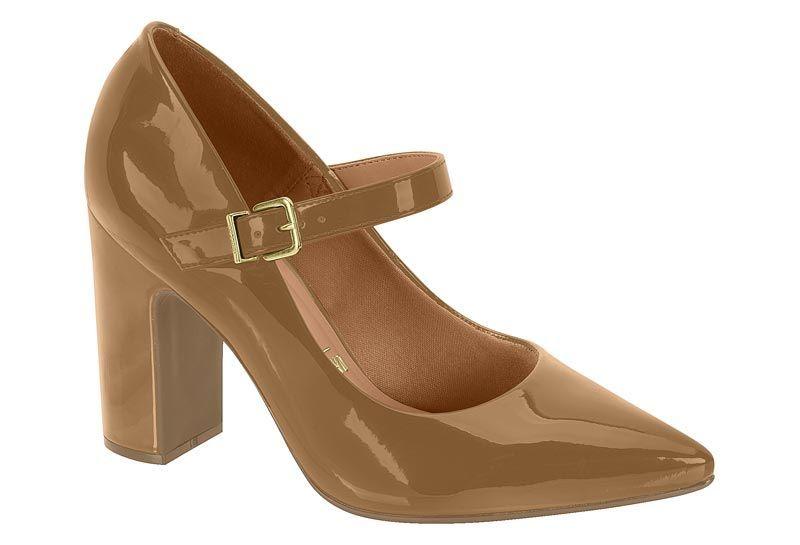 Zapato Mujer Taco Cuadrado Charol Camel 1285-436- Vizzano-0