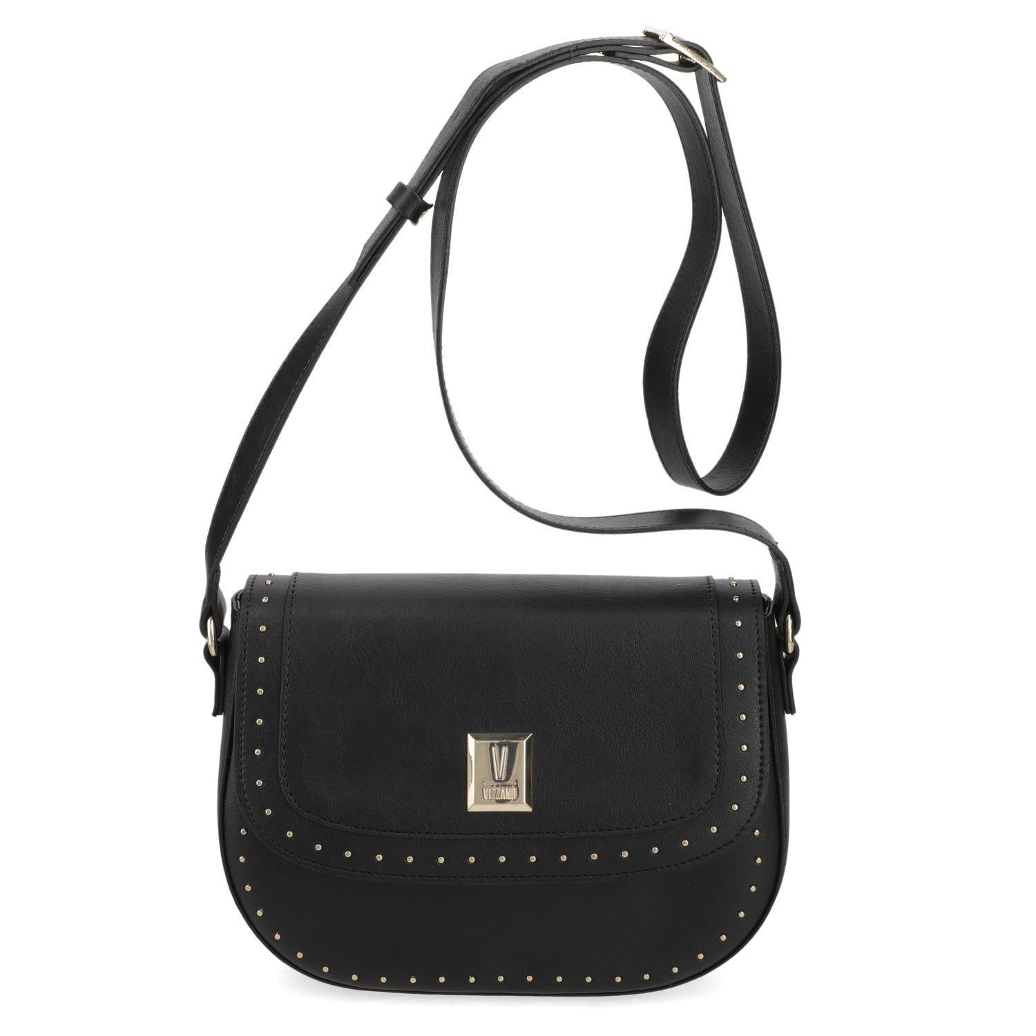 Cartera Bandolera Mujer Vizzano Negra con Detalles de Tachas-0