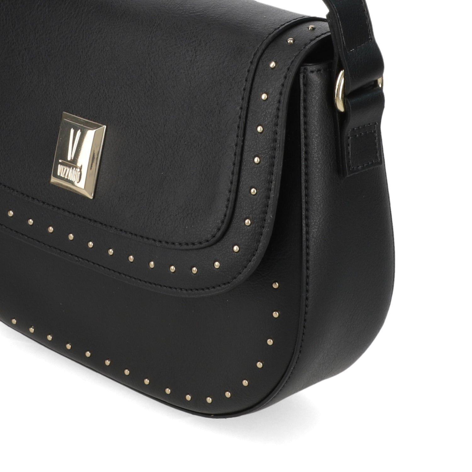 Cartera Bandolera Mujer Vizzano Negra con Detalles de Tachas-2
