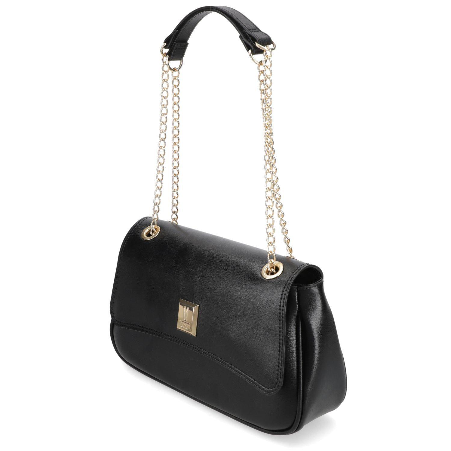 Cartera Vizzano Negra con Cadena Dorada y Logo Metálico-1