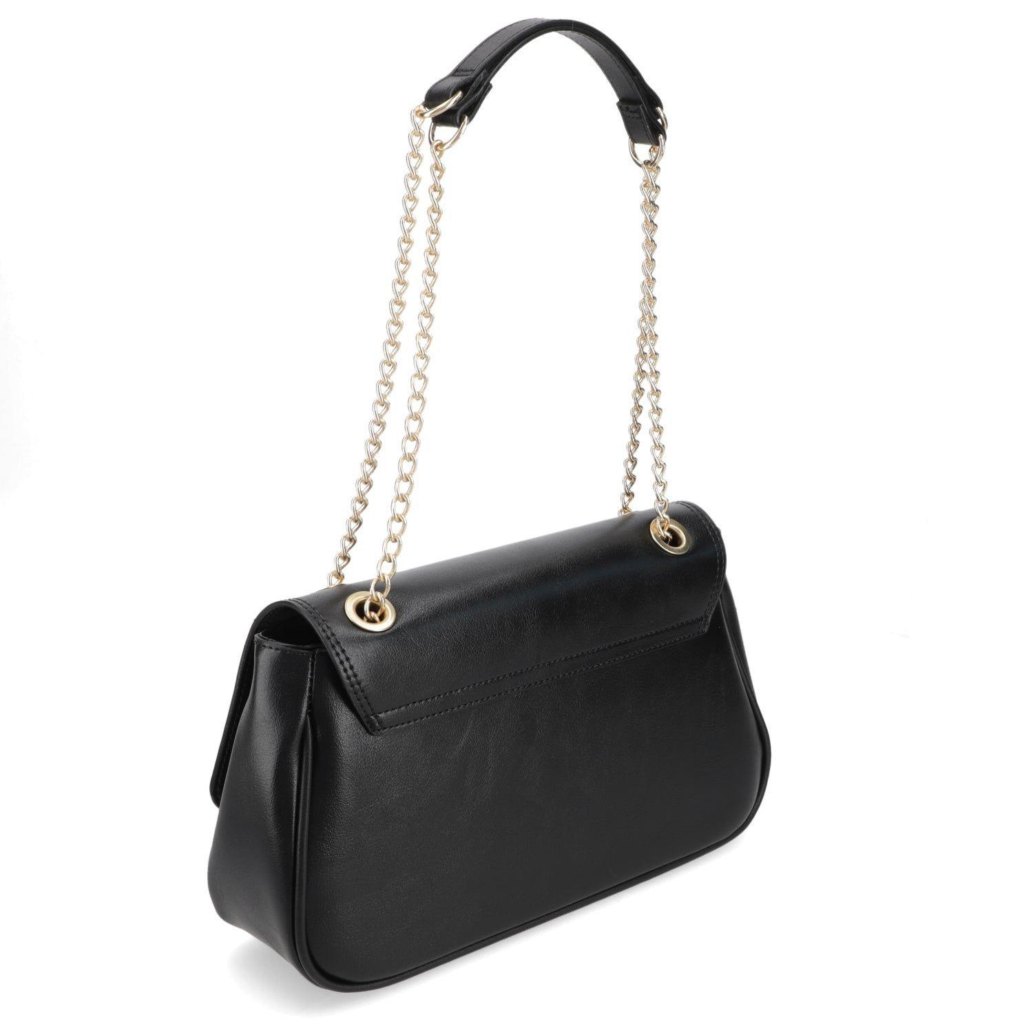 Cartera Vizzano Negra con Cadena Dorada y Logo Metálico-2