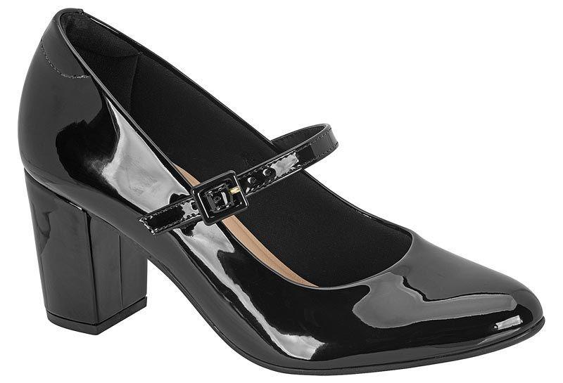 Zapato Mujer Taco Cuadrado Charol Negro 7377-118- Modare-0