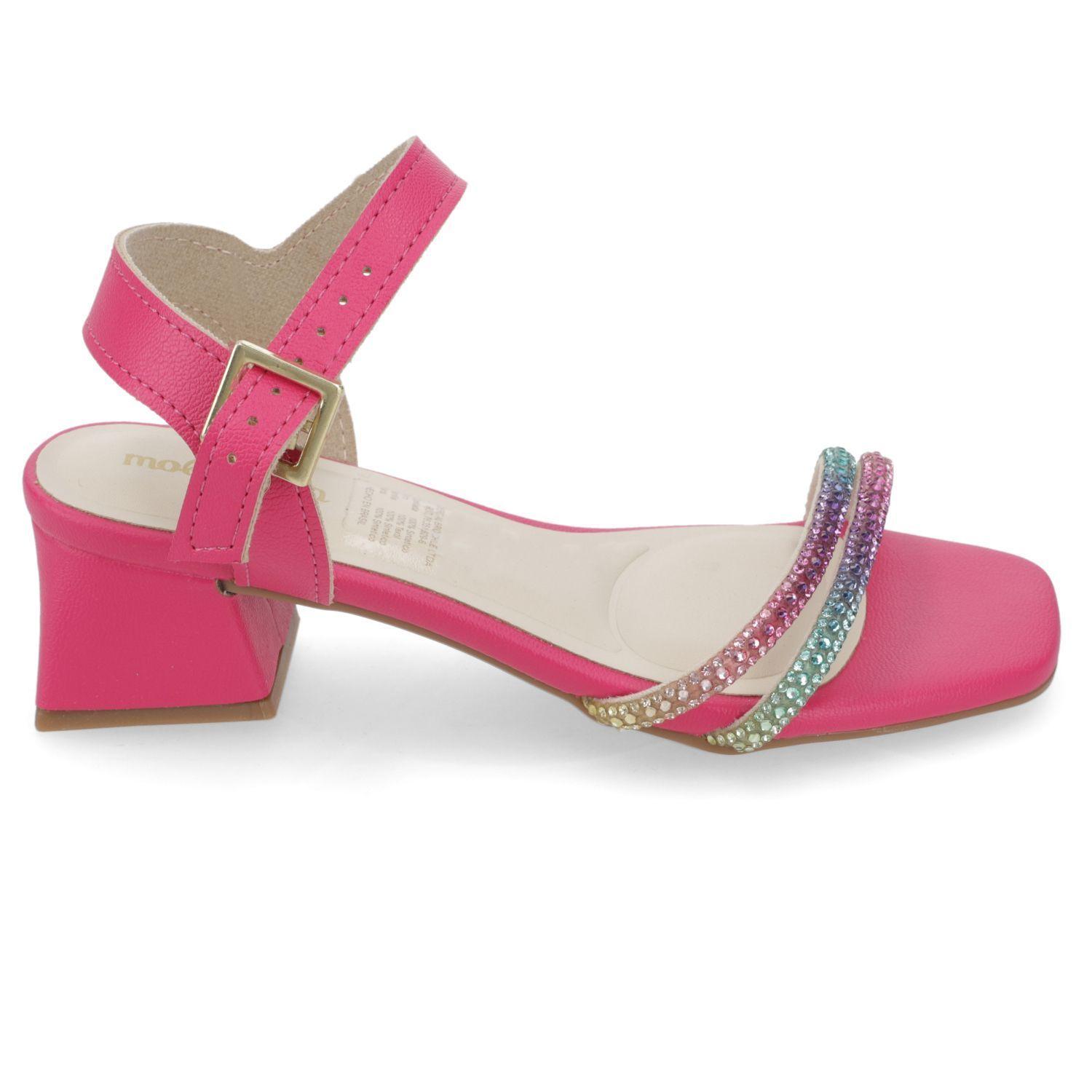 Sandalia con Taco Niña Rosa con Brillos Molekinha-1