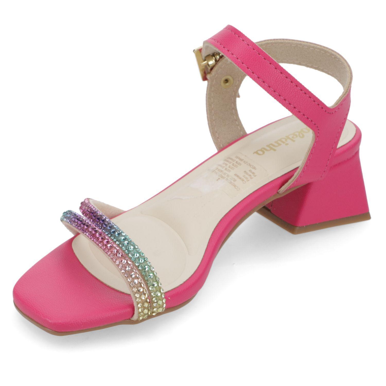 Sandalia con Taco Niña Rosa con Brillos Molekinha-2