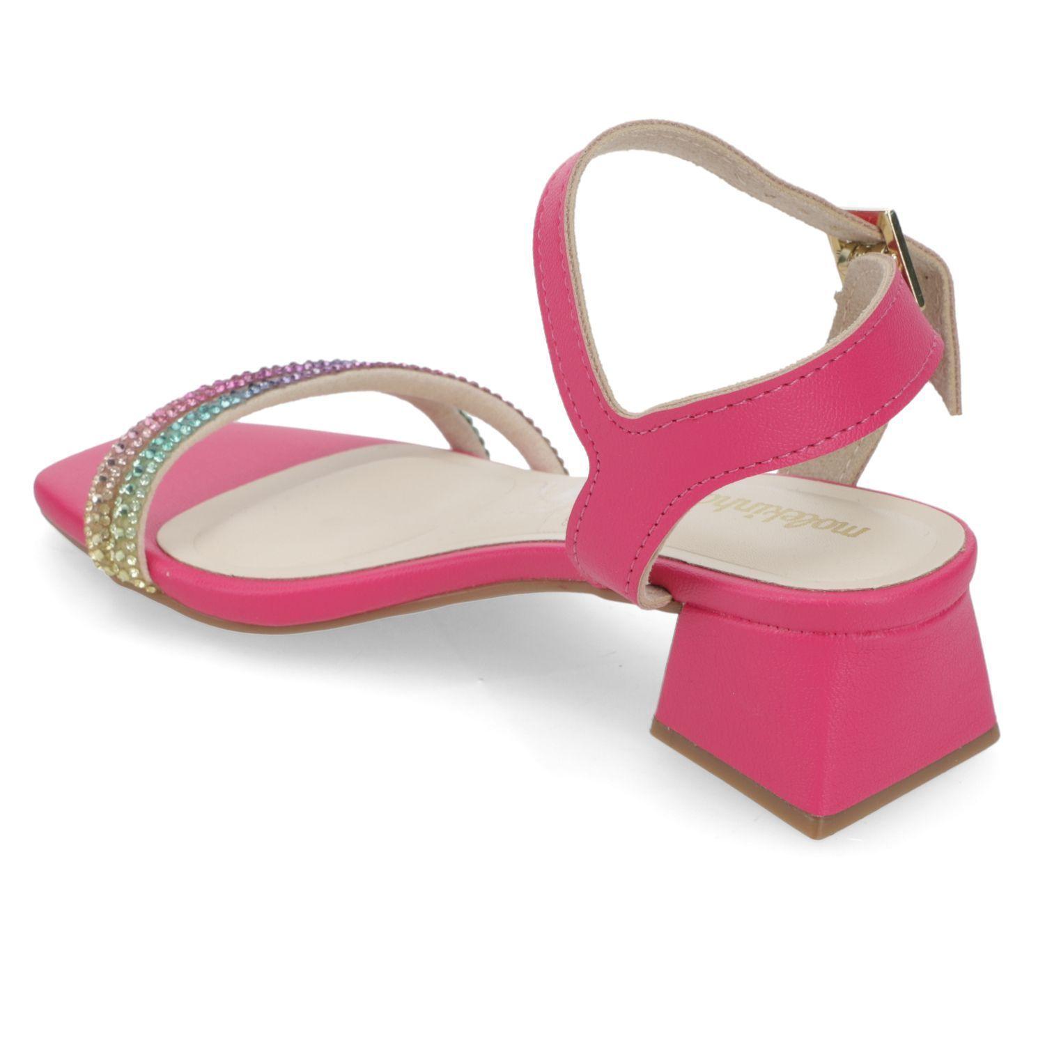 Sandalia con Taco Niña Rosa con Brillos Molekinha-3