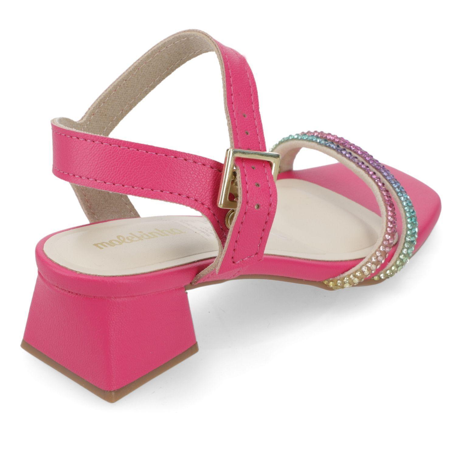 Sandalia con Taco Niña Rosa con Brillos Molekinha-4