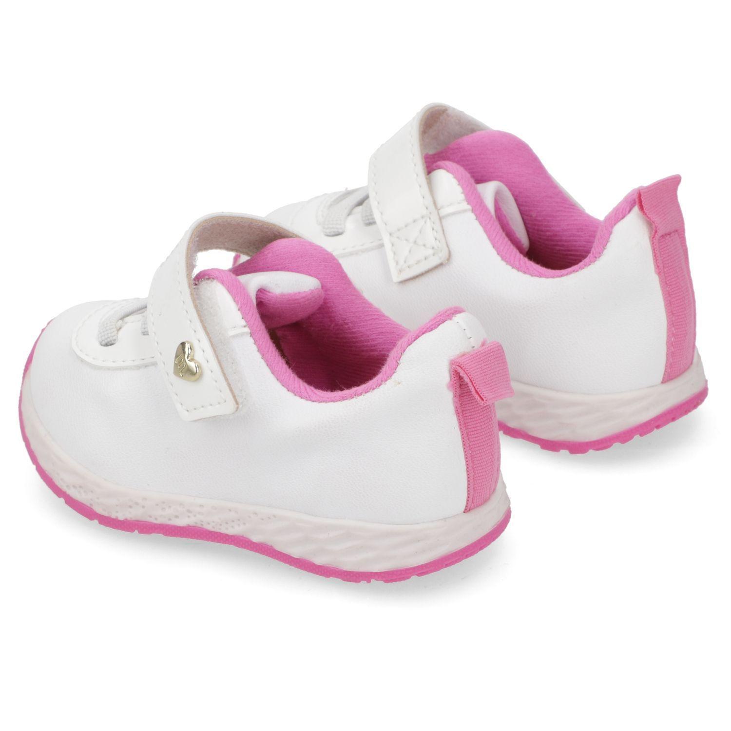 Zapatilla Urbana Niña Blanca con Detalles Rosados y Cierre Velcro-3