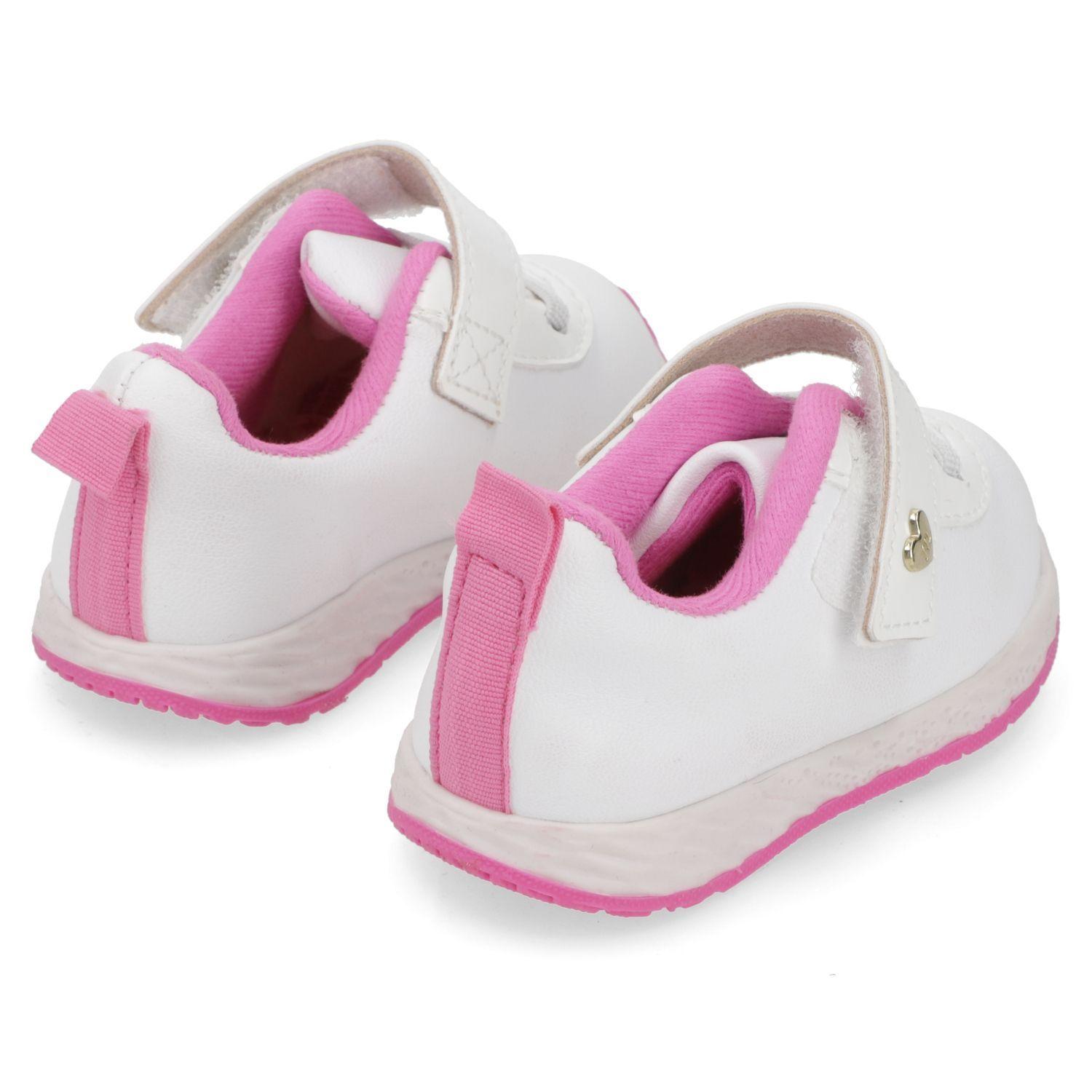 Zapatilla Urbana Niña Blanca con Detalles Rosados y Cierre Velcro-4