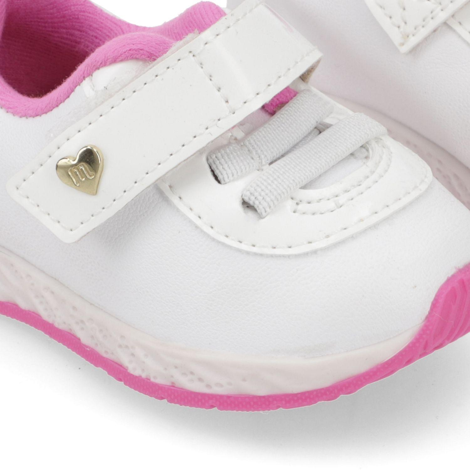 Zapatilla Urbana Niña Blanca con Detalles Rosados y Cierre Velcro-5