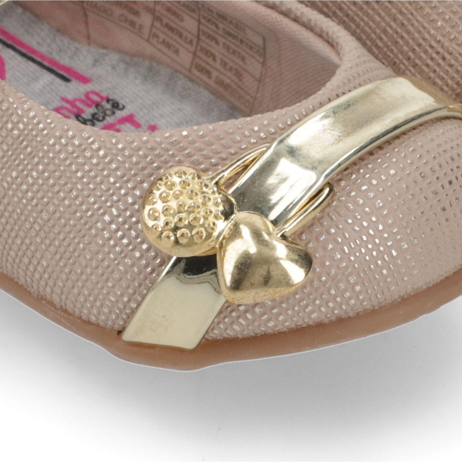 Sandalias Ballerinas Niña Beige con Dorado Molekinha-5