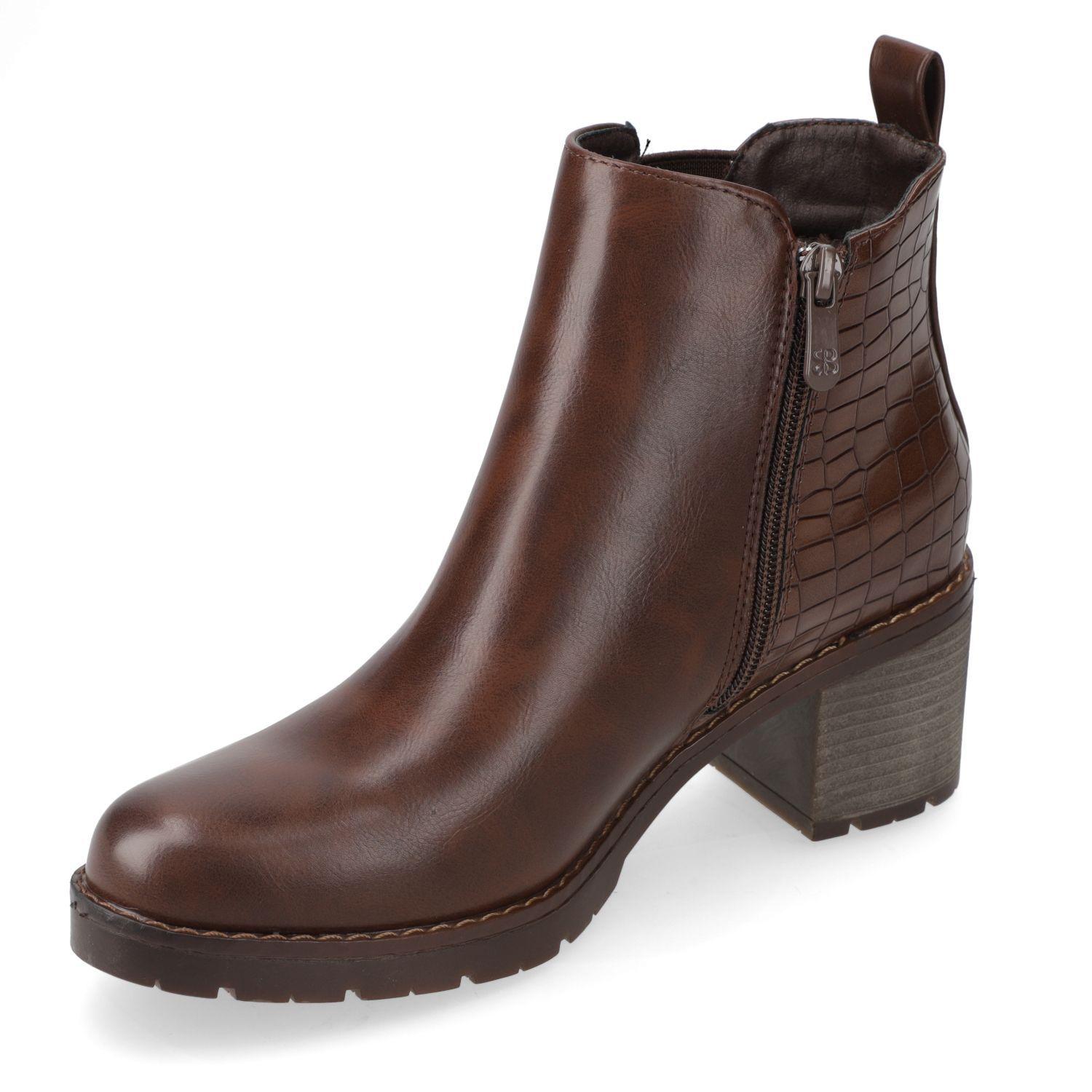 Botin Mujer New Walk Taco Ancho 7 cm Cafe-2