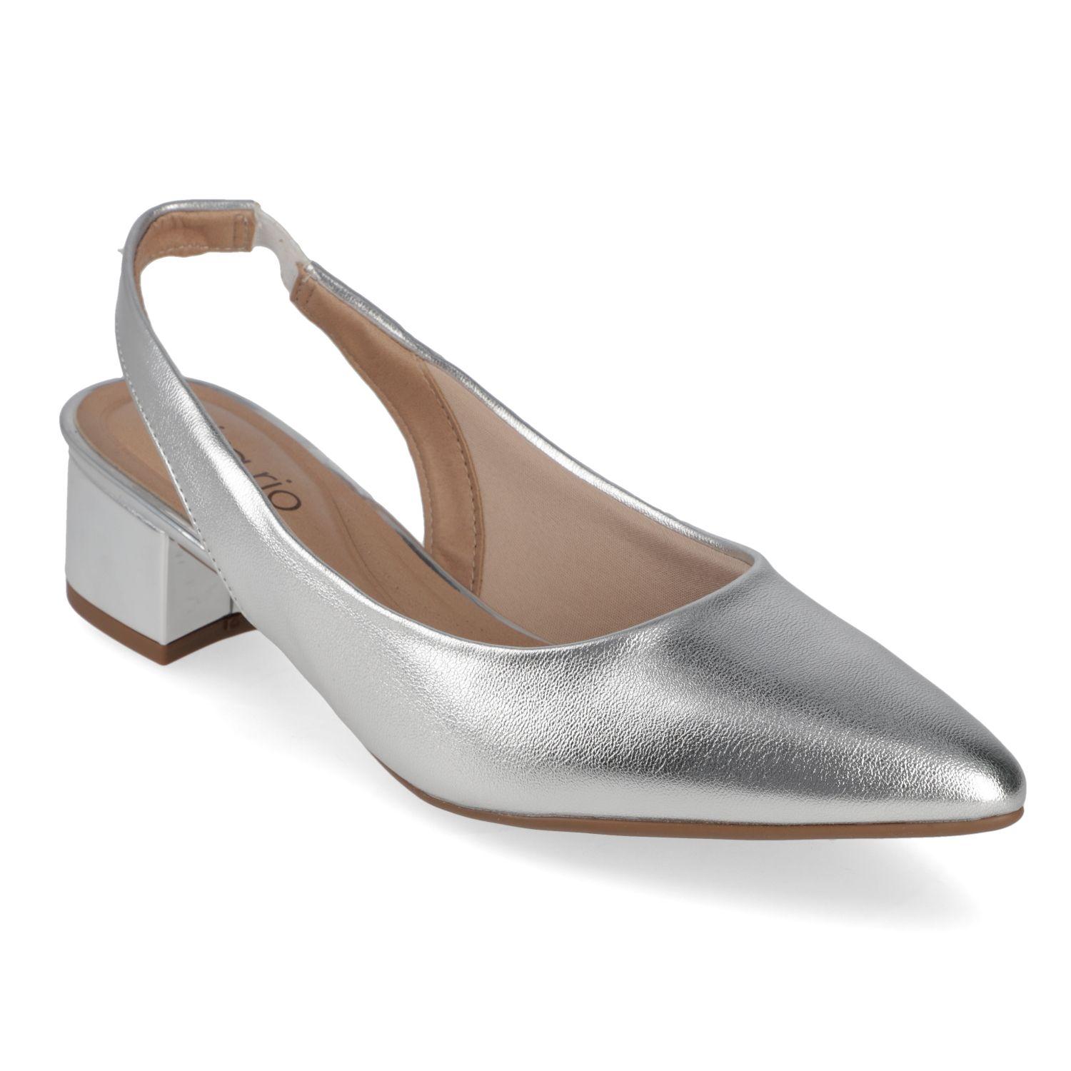 Stiletto Beira Rio Plateado Metalico Taco 5 Cm-0