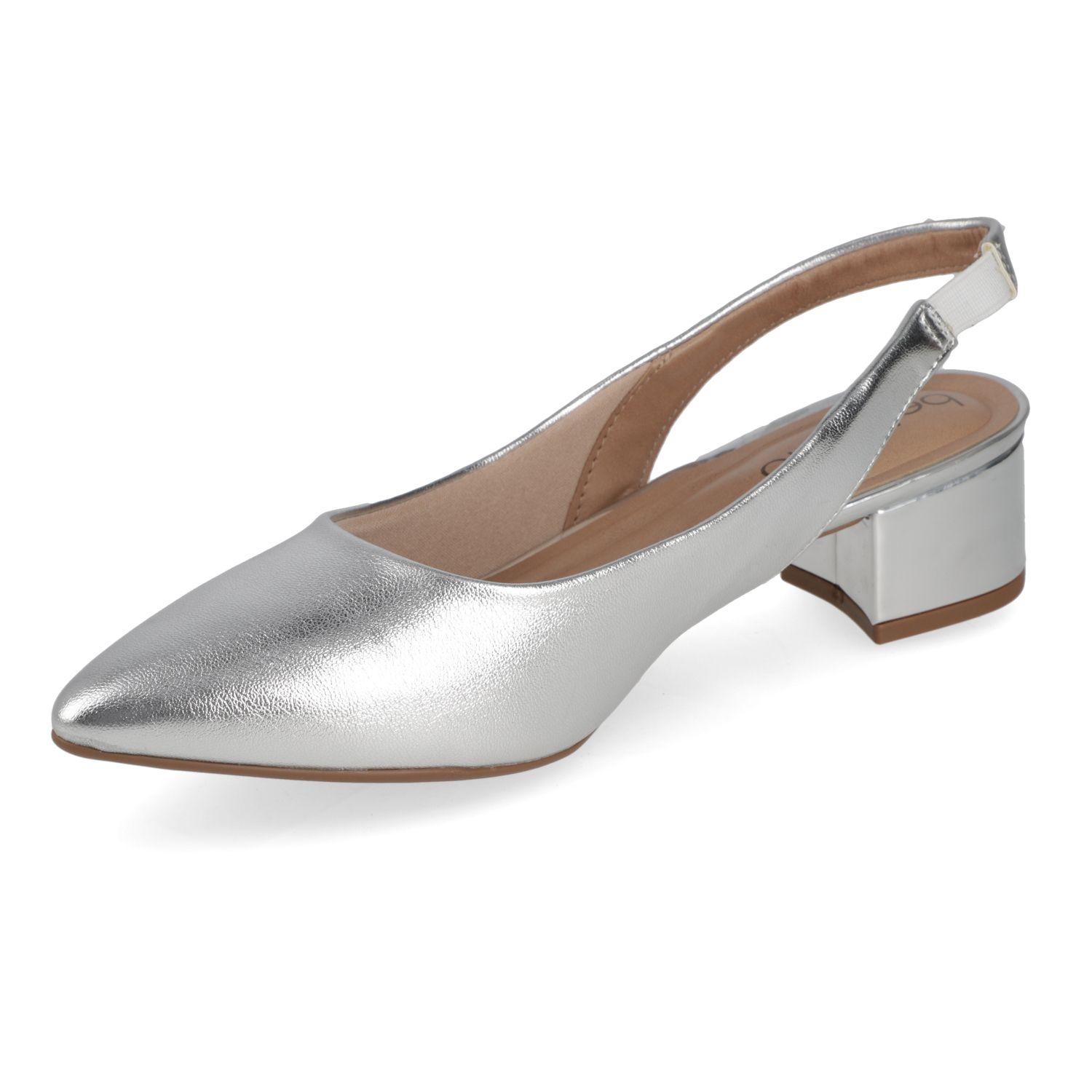 Stiletto Beira Rio Plateado Metalico Taco 5 Cm-2